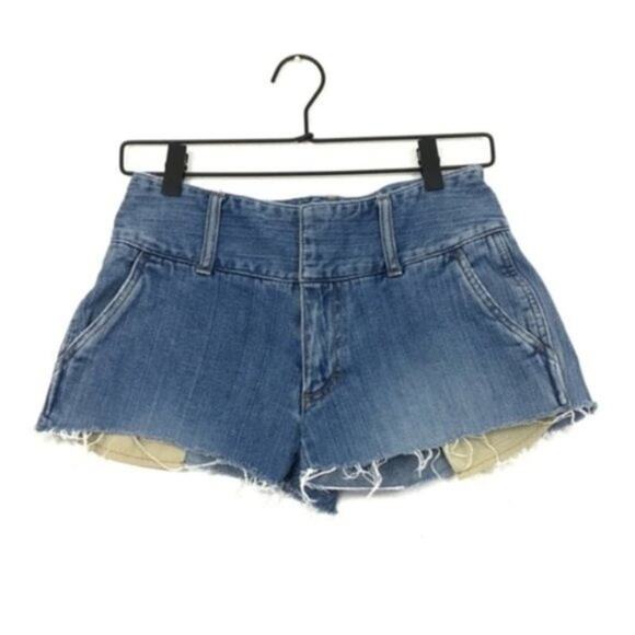 TOMMY HILFIGER Denim Blue Jean Custom Handcrafted Cut-Off Micro Hot Shorts 2 XS - Picture 1 of 4